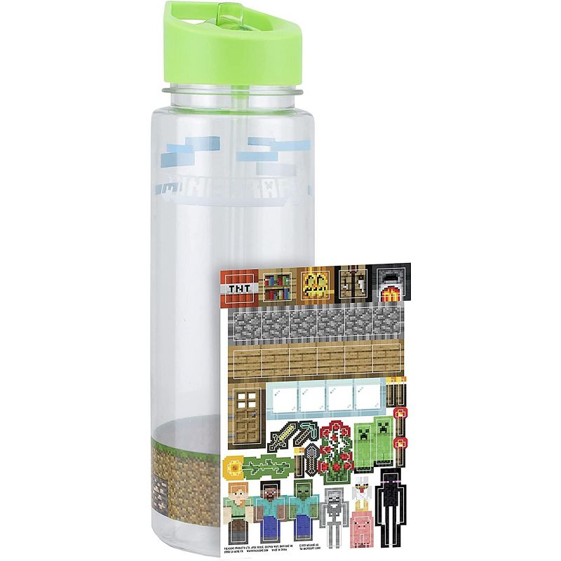 Paladone Products Ltd. Minecraft 21 Ounce Plastic Water Bottle and Stickers, 1 of 5