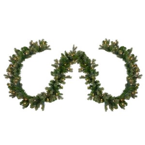 Northlight Pre-Lit Savannah Spruce Artificial Christmas Garland - 9' x 12" - Clear Lights - 1 of 3