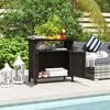 Outsunny Wicker Outdoor Storage Cabinet, Rattan Outdoor Towel Storage Unit with Two Doors, Shelf, Metal Top for Pool, Garden, Porch - 3 of 4
