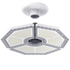 Itopfox LED Garage Light, 140W 18500 Lumens Adjustable Triple Panel Ceiling Fixture, 6000K Daylight for Basement Workshop Warehouse - 1 of 4
