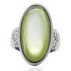 Slickblue Women’s Silver Ring, Oval Apple Green Conch Stone with Clear Accents, Polished Steel, Size 5–10 - 4 of 4