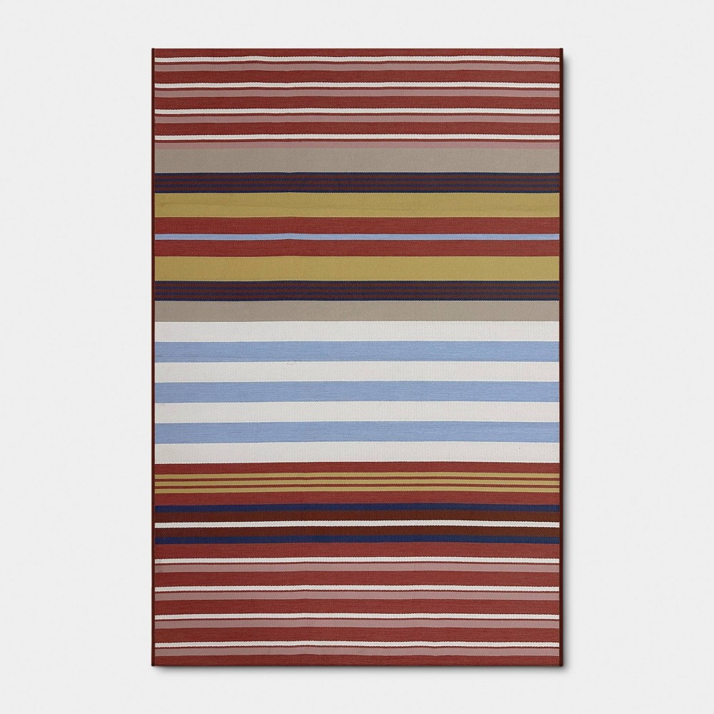 6'x9' striped rectangular woven outdoor area rug red - room essentials™