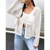 Coolmee Women's Lightweight Crochet Cardigan Tie Front Shrugs Knit Crop Tops - 2 of 3