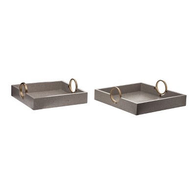 VIP Wood 13.78 in. Gray Trays Set of 2