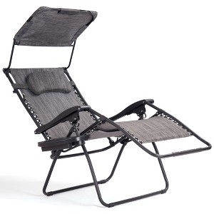 Tangkula Recling Zero Gravity Chair with Drink Tray & Sunshade, Gray - 1 of 4