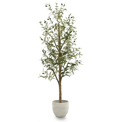 Maia Shop Artificial Faux Silk Olive Tree Plant, 5 Feet Tall Indoor Tree with Realistic Leaves, Ideal for Home Decor, 60 Inches, Green