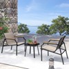 Tangkula 3 PCS Outdoor Chair Set Metal Frame Armchair & Table w/ Breathable Fabric Seat - 3 of 4