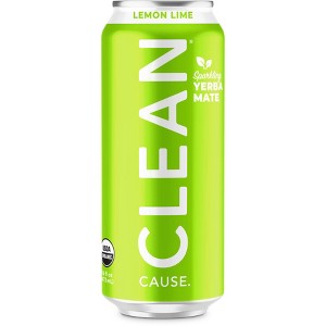 CLEAN Cause Lemon Lime Organic Sparkling Yerba Maté Tea - 16 fl oz Can - 1 of 4