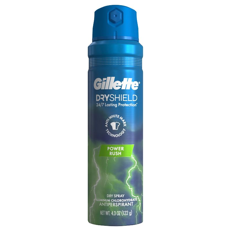Gillette Dry Spray Antiperspirant and Deodorant for Men - Power Rush - 4.3oz, 2 of 10