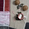 Pavilion Gift Company - Maroon & Tan - 71" Brushed Acrylic Faux Fur Pocket Scarf - Sweaters and Shawls - 2 of 4