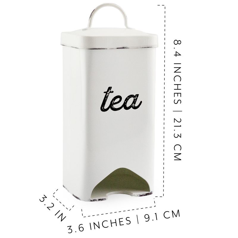 AuldHome Design Farmhouse Enamelware Tea Bag Holder; Enamelware Tea Bag Caddy Dispenser for Individual Sachets, 3 of 9