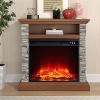 Festivo 32 in. Faux Stone Freestanding Electric Fireplace Oak - 3 of 4