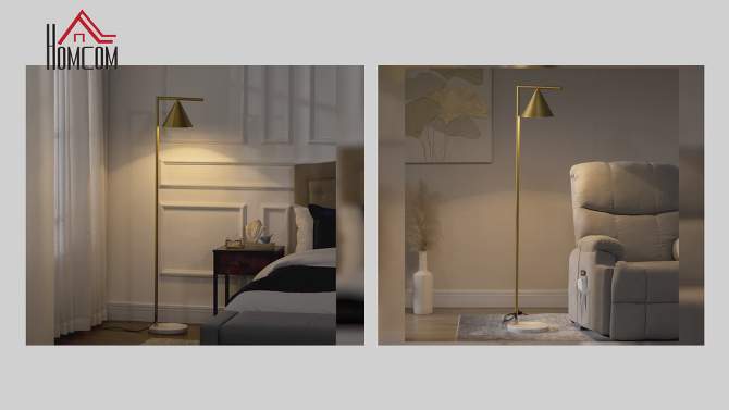 HOMCOM Modern Floor Lamps for Living Room Lighting, Adjustable Standing Lamp for Bedroom Lighting, Gold, 2 of 8, play video