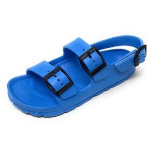 JEFFRICO Boys Comfort Double Buckle Sandals Kids Adjustable Back Strap EVA Water Sandals Slides - 1 of 4