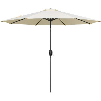DOMETOUR Simple Deluxe 9ft Outdoor Market Table Patio Umbrella with Button Tilt, Crank and 8 Sturdy Ribs for Garden,  Beige