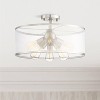 Possini Euro Design Taur Modern Ceiling Light Semi Flush Mount Fixture 18" Wide Brushed Nickel 6-Light LED Organza Sheer Drum Shade for Bedroom House - 2 of 4