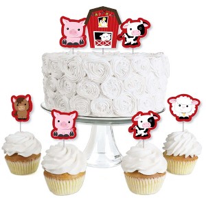 Big Dot of Happiness Farm Animals - Dessert Cupcake Toppers - Barnyard Baby Shower or Birthday Party Clear Treat Picks - Set of 24 - 1 of 4