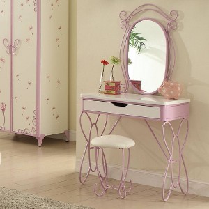 Priya II 32" Ottomans and Benches White/Light Purple - Acme Furniture: Padded Metal Frame, No Assembly Required - 1 of 4