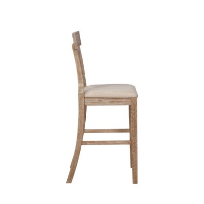 Rylan 30" Gray Wash Finish & Beige Linen Solid Wood Barstool