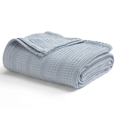 Market Place 100 Cotton Waffle Striped Bed Blanket Full Queen Sky Blue