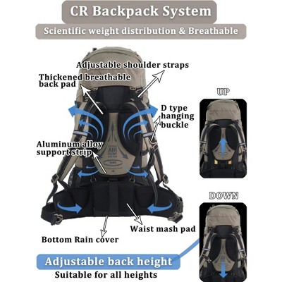 Naturehike 70+5L Hiking Backpack with Rain cover, Waterproof Lightweight Camping Backpack for Men & Women, Travel(Black) — фото 2