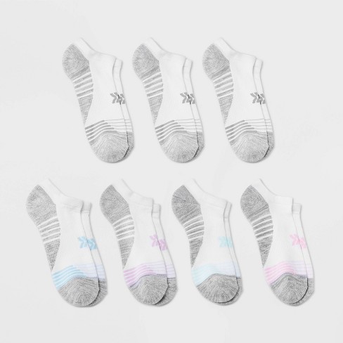 Women's 6+1 Bonus Pack Cushioned Performance Striped No Show Athletic Socks  - All In Motion™ White 4-10 : Target