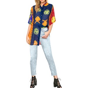 LA LEELA Women's Casual Beach Hawaiian Blouse Shirt Summer Short Sleeve Button Down Dress Tops Tee Shirts Blouses for Women XL Marine Animals, Blue - 1 of 4