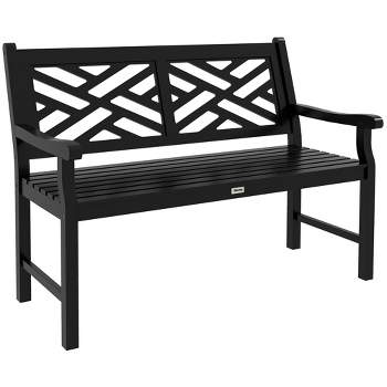 Outsunny 43.25" Outdoor Garden Bench, Wooden Bench, Poplar Slatted Frame Furniture for Patio, Park, Porch, Lawn, Yard, Deck