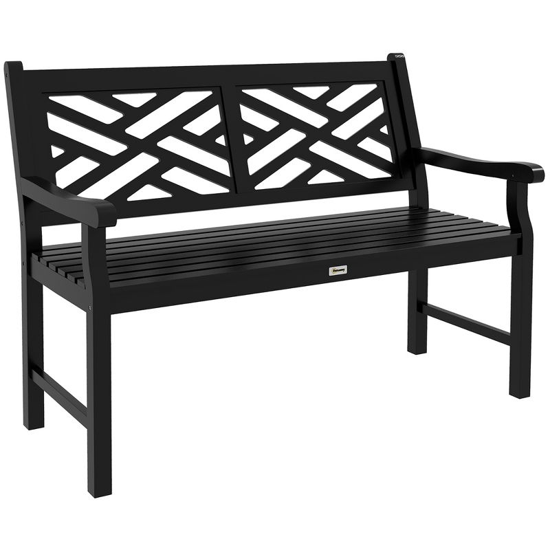 Outsunny 43.25" Outdoor Garden Bench, Wooden Bench, Poplar Slatted Frame Furniture for Patio, Park, Porch, Lawn, Yard, Deck, 1 of 7