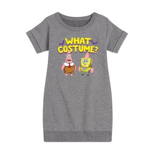 - SpongeBob SquarePants - What Costume Graphic Short Sleeve Fleece Dress - 1 of 4