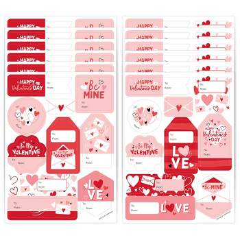 Big Dot of Happiness Happy Valentine’s Day - Assorted Valentine Hearts Party Gift Tag Labels - To and From Stickers - 12 Sheets - 120 Stickers