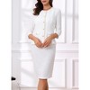 INSPIRE CHIC Women's Tweed Business Button Down 3/4 Sleeve Jacket Pencil Skirt Suit 2-Piece Set - 2 of 4
