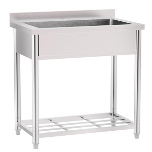 ROVSUN Stainless Steel Utility Sink with Faucet and Storage Shelf, 35.4"D x 22.4"W x 36.9"H, Single Bowl Freestanding Wash Station for Pet Grooming - 1 of 1