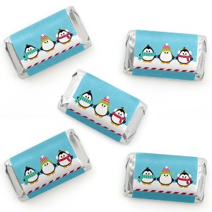 Big Dot of Happiness Holly Jolly Penguin - Mini Candy Bar Wrapper Stickers - Holiday and Christmas Party Small Favors - 40 Count - 1 of 4