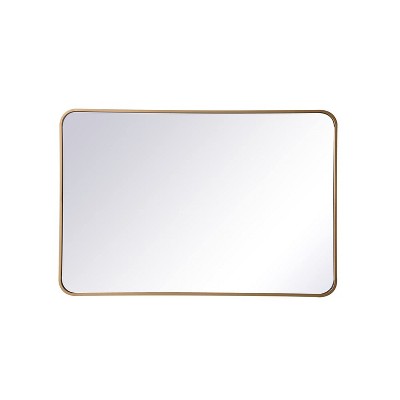 Elegant Lighting Soft corner metal rectangular mirror 27x40 inch in Brass
