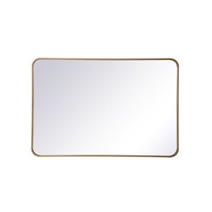 Elegant Lighting Soft corner metal rectangular mirror 27x40 inch in Brass - 1 of 4