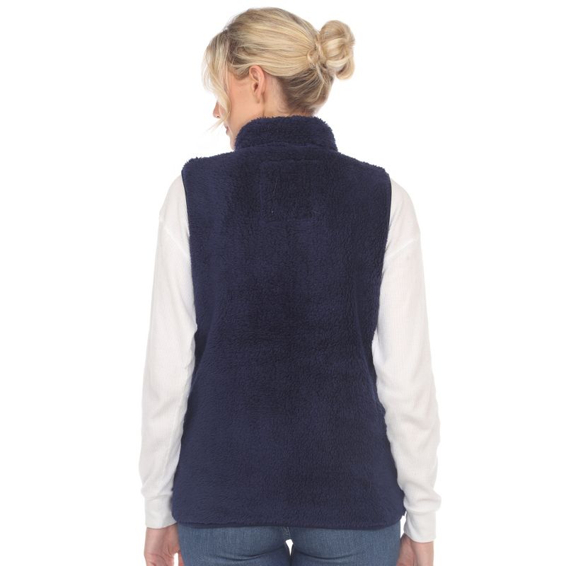 Women's Zip up High Pile Fleece Vest -White Mark, 3 of 6