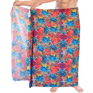 LA LEELA Men's Lava Lava Hawaiian Vacation Sarongs Summer Long Beach Cover Up Swimwear Holidays Pareo Beachwear For Men One Size Multicolored, Floral - 1 of 3