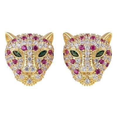 Alilang Gold Plated Leopard Cheetah Panther Head Animal Zircon 925