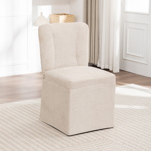 Gulches Beige Linen Dining Chairs Set of 2 Modern Fabric Side Chairs with Padded Seat and Backrest for Dining Room Kitchen and Living Room - 1 of 4