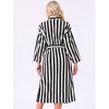 INSPIRE CHIC Women's Striped Bathrobe Midi Belt Closure Warm Fleece Fluffy Short Plush Robes - 4 of 4