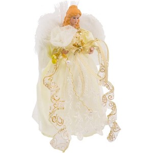 Kurt Adler Color Changing 7-Light Warm White LED Angel Treetop, Ivory and Gold, 12" - 1 of 4