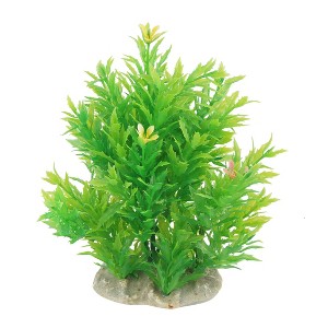 Unique Bargains Ceramic Base Flowers Green Emulated Water Grass Fish Tank Ornament 6.7" Yellow - 1 of 3