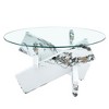 Maggift Patio End Tables, Glass Top Round Coffee Table, Modern and Stylish Design, Suitable for Living Room, Terrace, Bedroom, White, 33.4"*33.4"*18" - 2 of 4