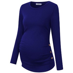Maternity Tunic Top with Long Sleeves, Side Button - 1 of 4