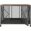 Acekool 48'' Heavy Duty Dog Crate Furniture with Wheels, Flip Top, Removable Tray, End Table Indoor Pet Cage for Small to Large Dogs, Black - 3 of 4