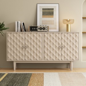 Whisen Modern 4-door Sideboard with Convex Pattern Doors and 2 Silver Handle - 1 of 4