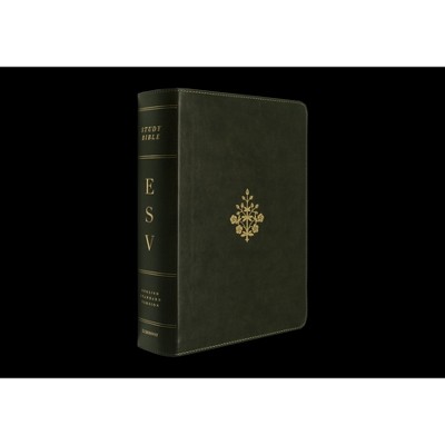 ESV Study Bible, Large Print (Trutone, Olive, Branch Design) - (Leather Bound)