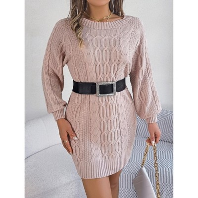 Women's Bodycon Pullover Mini Sweater Dresses Crew Neck Long Sleeve Knit Winter Sweaters Dresses