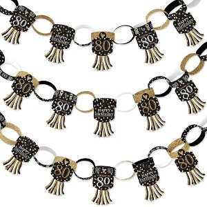 Big Dot of Happiness Adult 80th Birthday - Gold - 90 Chain Links and 30 Paper Tassels Decoration Kit - Birthday Party Paper Chains Garland - 21 feet - 1 of 4